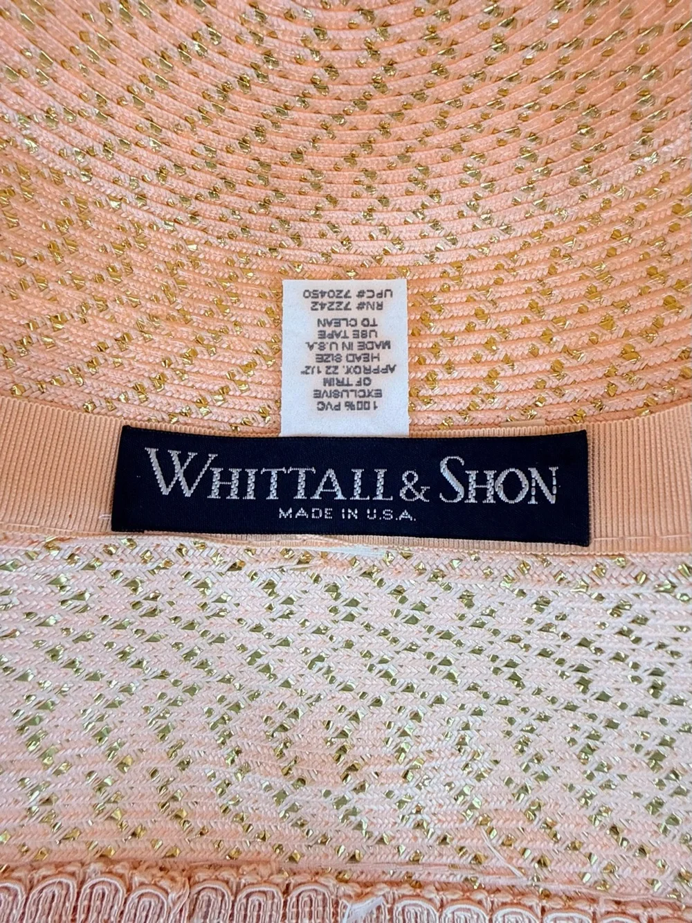 Whittall & Shon Vintage Peach Brimmed Hat Fascinator Derby Wedding Church Races